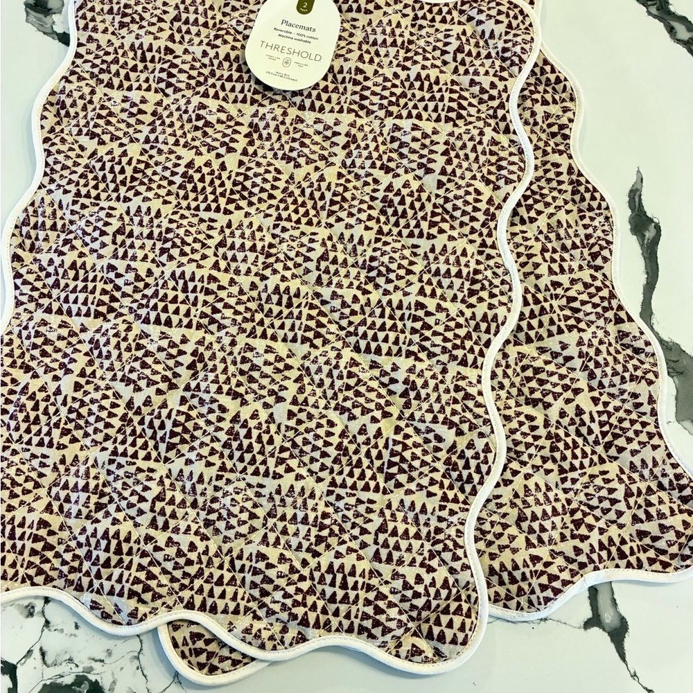 Threshold Burgundy and Cream Geometric Placemats